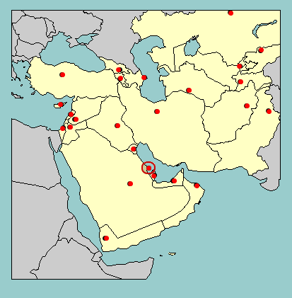 middle east countries and capitals map
