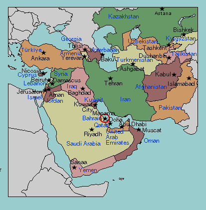 political map of southwest asia