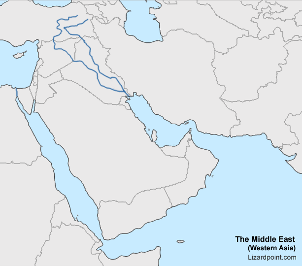 middle east map with landforms