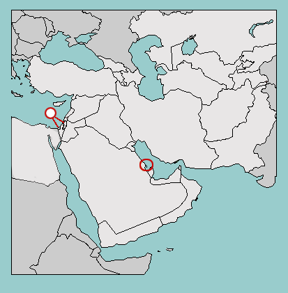 map of Middle East capital cities