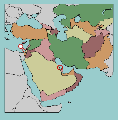 blank map of middle east with physical features