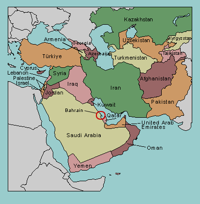 labeled map of Middle East