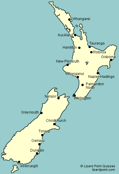 Test Your Geography Knowledge New Zealand Major Cities Lizard Point Quizzes