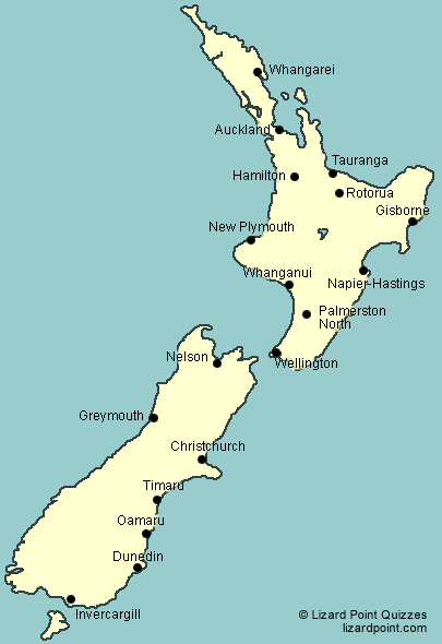 New Zealand Towns Map Test Your Geography Knowledge - New Zealand Major Cities | Lizard Point  Quizzes