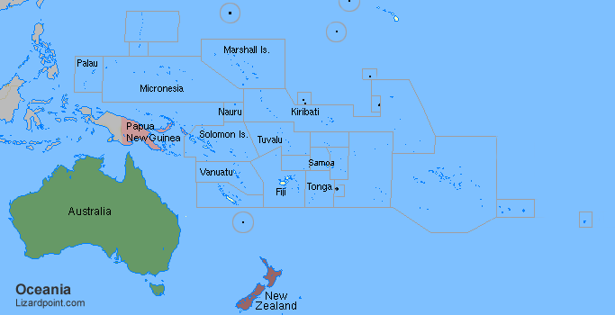 labeled map of Oceania