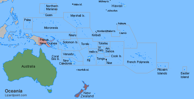 labeled map of Oceania