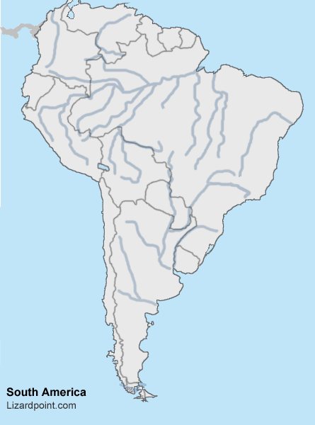 Labeled Map Of Rivers In Samerica South America Map Geography