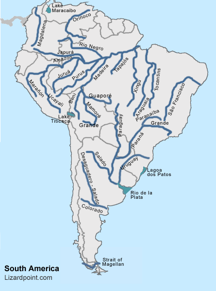 rivers of south america map Test Your Geography Knowledge South America Rivers And Lakes rivers of south america map