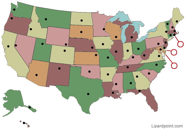 Test Your Geography Knowledge Usa Eastern State Capitals Quiz Lizard Point Quizzes