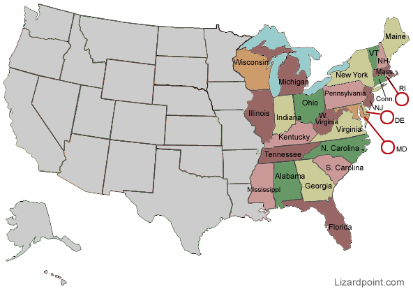 Map Of The Eastern Part Of The United States Test your geography knowledge   Eastern USA states | Lizard Point 