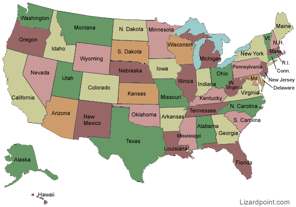 Guess The State Game   Usa Labeled 