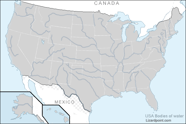 map of USA water