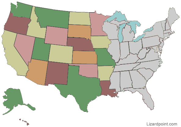 Test your geography knowledge - Western USA states | Lizard Point Quizzes