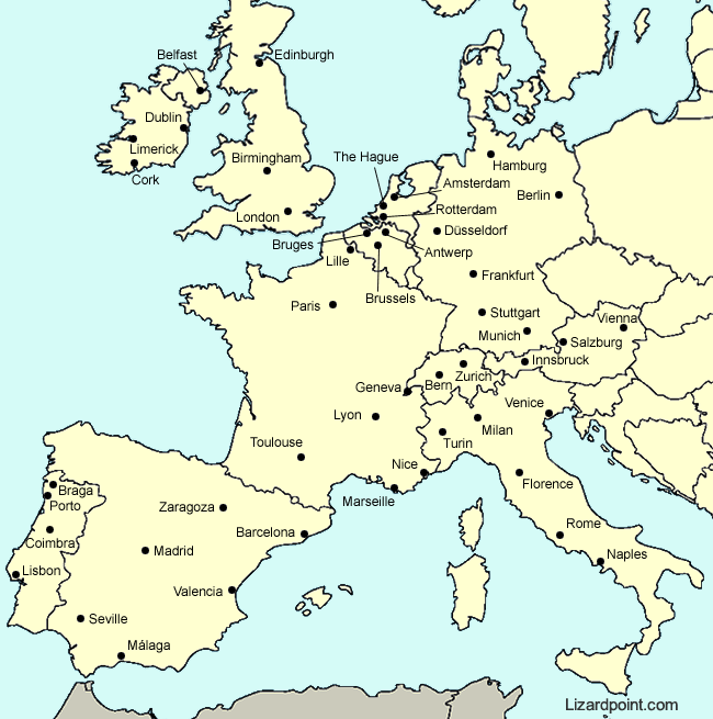 Europe Cities Map