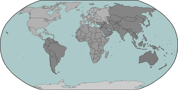 map of World continents and oceans
