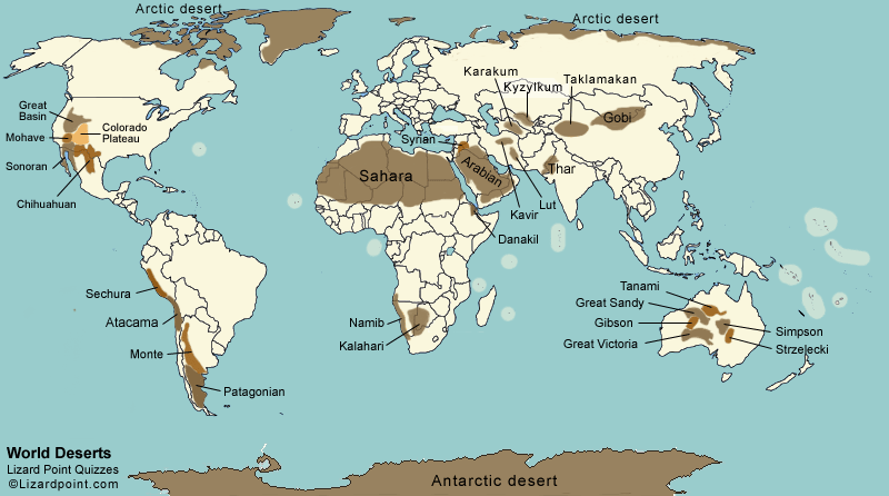 World Deserts Labeled 