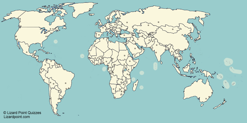 map of World major cities