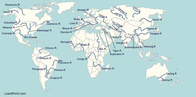 Test Your Geography Knowledge World Rivers Lizard Point Quizzes