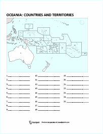 Blank Political Map Of Oceania   Oceania Print Numbered Blank 