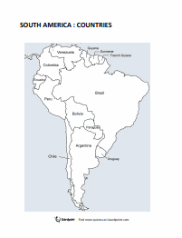 03. Printable South America countries map quiz (pdf)  South america map,  South america, North america map