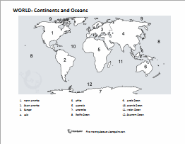 world map continents and oceans printable Lizard Point Quizzes Blank And Labeled Maps To Print world map continents and oceans printable