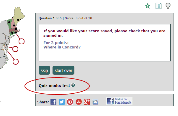 Example screenshot of a forced quiz with the mode displayed