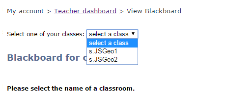 select a class to view the blackboard